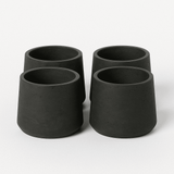 4x Patt Black Washed Pflanzkübel Schwarz aus Fiberclay in Beton-Optik