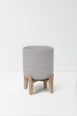 Charlie Grey Washed Feet Low planter by Pottery Pots with a textured surface and low profile design.