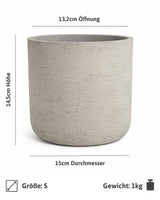 Charlie Grey Washed 3er Set Pflanzkübel Grau aus Fiberclay in Beton-Optik