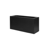 Jort Fiberstone Schwarz by Pottery Pots, showcasing a sleek black planter with a modern design and textured surface.
