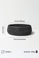 Pflanzschale Eileen Schwarz Größe L – Maße: Ø 35 cm, Öffnung Ø 29,4 cm, Höhe 13 cm