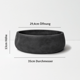 Pflanzschale Eileen Schwarz Größe L – Maße: Ø 35 cm, Öffnung Ø 29,4 cm, Höhe 13 cm