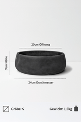 Pflanzschale Eileen Schwarz Größe S – Maße: Ø 24 cm, Öffnung Ø 20 cm, Höhe 9 cm