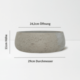 Pflanzschale Eileen Grau Größe M – Maße: Ø 29 cm, Öffnung Ø 24,2 cm, Höhe 11 cm