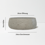 Pflanzschale Eileen Grau Größe S – Maße: Ø 24 cm, Öffnung Ø 20 cm, Höhe 9 cm