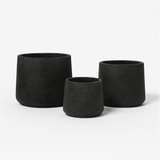 Patt Black Washed 3er Set Pflanzkübel Schwarz aus Fiberclay in Beton-Optik