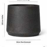 Übertopf Patt Schwarz Größe XXL – Maße: Ø 34 cm, Öffnung Ø 28,6 cm, Höhe 28,5 cm