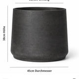 Übertopf Patt Schwarz Größe XXXL – Maße: Ø 45 cm, Öffnung Ø 38,4 cm, Höhe 38 cm