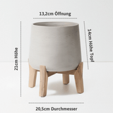 Blumentopf Patt Grau mit niedrigen Füßen Größe M – Maße: Ø 20,5 cm, Öffnung Ø 13,2 cm, Höhe 21 cm
