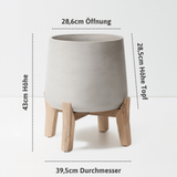 Blumentopf Patt Grau mit niedrigen Füßen Größe XXL – Maße: Ø 39,5 cm, Öffnung Ø 28,6 cm, Höhe 43 cm