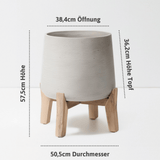 Blumentopf Patt Grau mit niedrigen Füßen Größe XXXL – Maße: Ø 50,5 cm, Öffnung Ø 38,4 cm, Höhe 57,5 cm