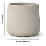 Übertopf Patt Grau Größe XXL – Maße: Ø 34 cm, Öffnung Ø 28,6 cm, Höhe 28,5 cm