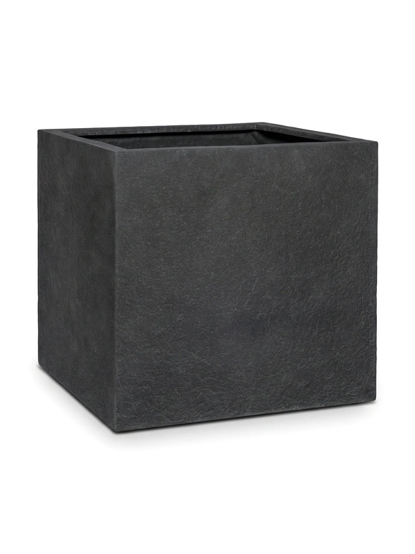 Eckiger Pflanzkübel Block Schwarz, wetterfest aus Fiberstone