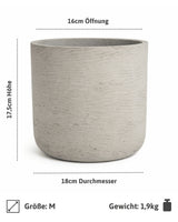 Charlie Grey Washed 3er Set Pflanzkübel Grau aus Fiberclay in Beton-Optik