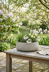 Eileen Grey Washed Pflanzschale Grau im Outdoor-Einsatz