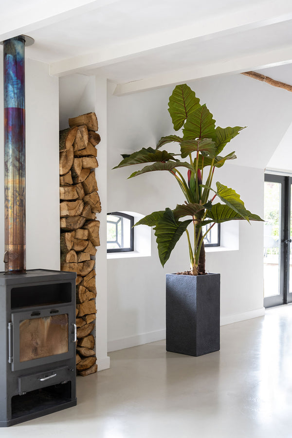 Pflanzsäule Bouvy Schwarz in Granit-Optik
