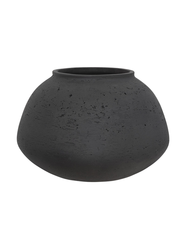 Vase Imara Schwarz, wasserdicht aus glasfaserverstärktem Ton