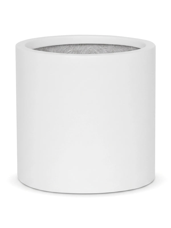 Übertopf Mini Max Matt Weiß in Zylinderform aus Fiberstone