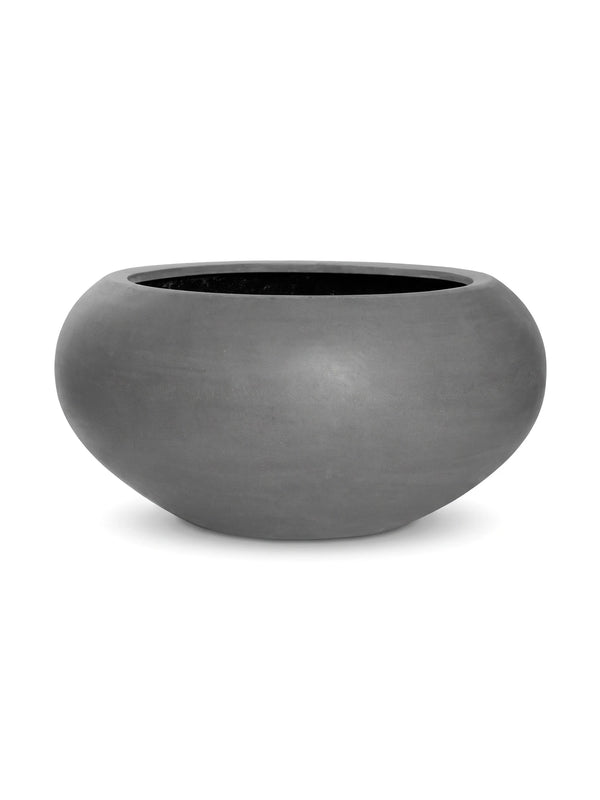 Bauchig runder Pflanzkübel Cora Grau aus Fiberstone