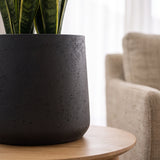 Übertopf Patt Black Washed Pflanzkübel Schwarz aus Ton in Beton-Optik || Robustes Material aus glasfaserverstärktem Ton