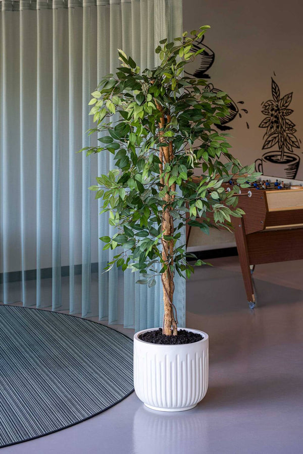 Blumentopf Arcus Seidenweiß aus Fiberglas