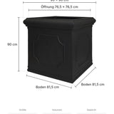 Großer eckiger Pflanzkübel Jumbo Classic Schwarz Größe L – Maße: 90 × 90 cm, Höhe 90 cm, Öffnung 76,5 × 76,5 cm, Boden 81,5 × 81,5 cm