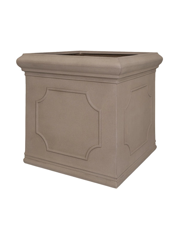 Großer, eckiger Pflanzkübel Jumbo Classic Taupe mit Bordüre